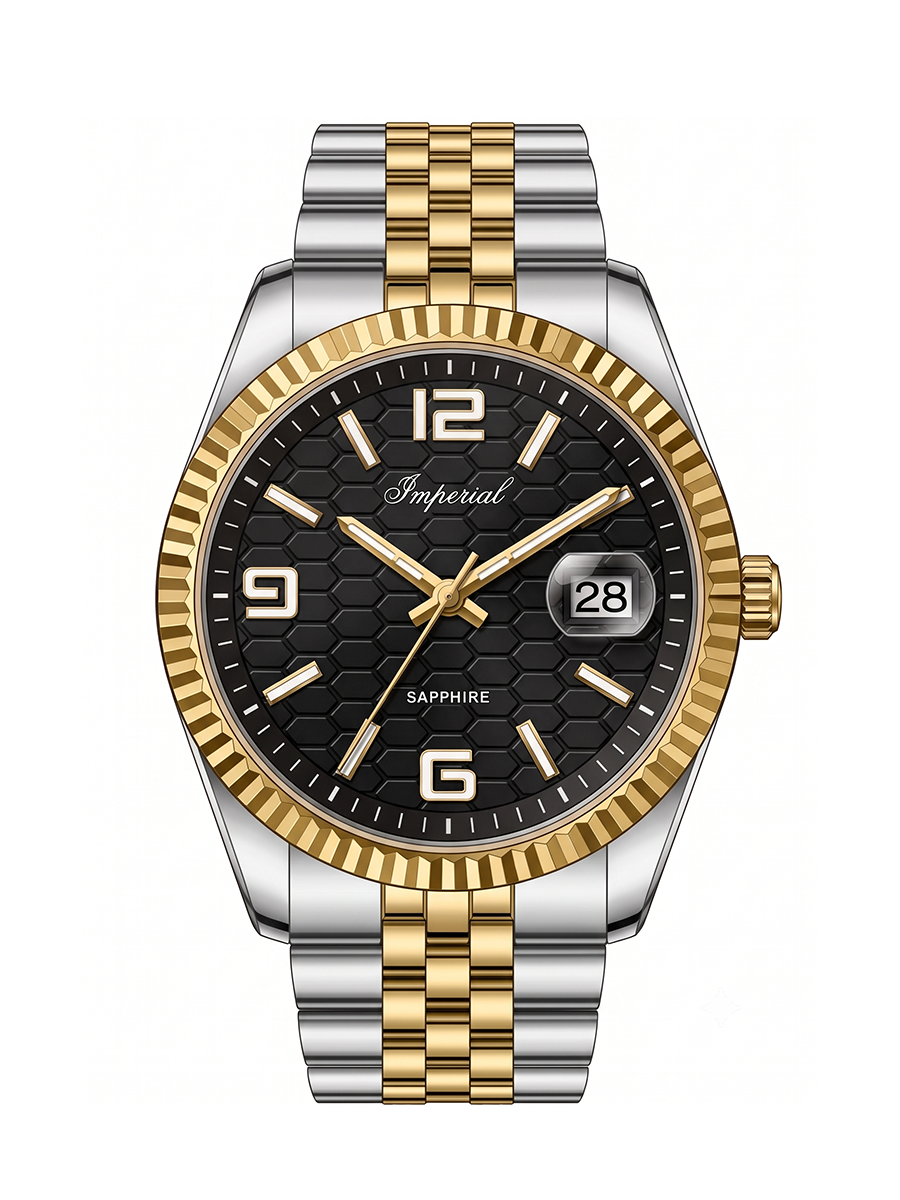 Imperial IM-722 | Two-Tone Gold & Black Watch