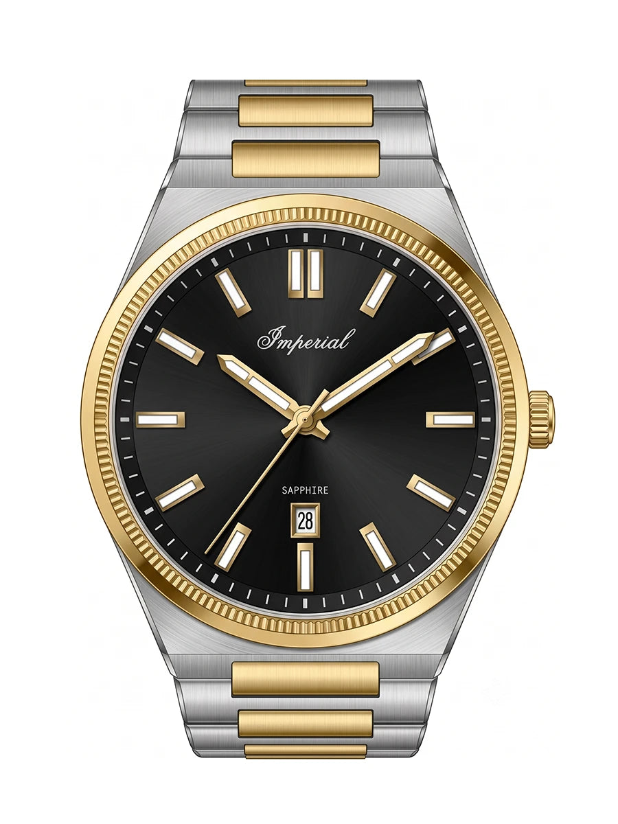 Imperial IM-721-2 | Two-Tone Gold & Black Watch